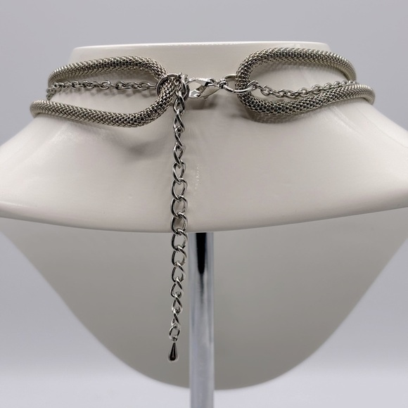 Silver Chain Mail Braided Chain Necklace Statement‎ Fashion Jewelry - Picture 3 of 3